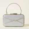 Embellished Striped Evening Clutch Bag Silver - Afbeelding 2
