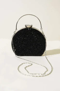 Alternative view of Embellished Oval Evening Clutch Black