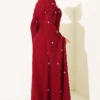 Stone Embellished Shoulder Cape Dress Burgundy - Afbeelding 3