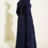 Stone Embellished Shoulder Cape Dress Navy Blue - Afbeelding 3