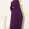 Stone Embellished Shoulder Cape Dress Purple - Imagen 3