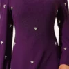 Stone Embellished Shoulder Cape Dress Purple - Imagen 4