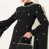 ⁦Stone Embellished Shoulder Cape Dress Black⁩ - الصورة ⁦2⁩