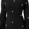 ⁦Stone Embellished Shoulder Cape Dress Black⁩ - الصورة ⁦4⁩