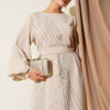 Floral Embellished Evening Dress Beige - Image 2