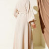 Floral Embellished Evening Dress Beige - Image 3