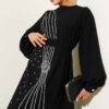 Floral Embellished Evening Dress Black - الصورة 2