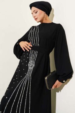 Alternative view of Floral Embellished Evening Dress Black