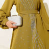 Floral Embellished Evening Dress Stone - Image 4