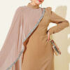 Tulle Cape Evening Dress Latte - الصورة 2