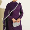 Tulle Cape Evening Dress Purple - الصورة 2