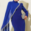 Tulle Cape Evening Dress Saxon Blue - Afbeelding 2
