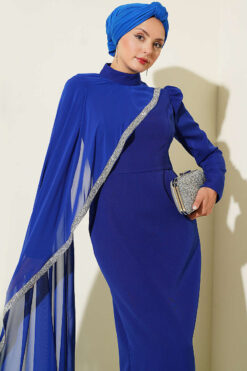 Alternative view of Tulle Cape Evening Dress Saxon Blue