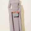 Stone Embellished Shoulder Cape Dress Mink