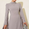 Stone Embellished Shoulder Cape Dress Mink – Image 2
