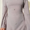 Stone Embellished Shoulder Cape Dress Mink – Image 4