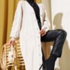 Stone-Embellished Buttoned Knit Cardigan Beige