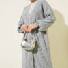Stone-Embellished Buttoned Knit Cardigan Grey - Image 2
