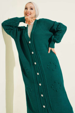 Alternative view of Stone-Embellished Buttoned Knit Cardigan Emerald