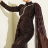 ⁦Embellished Cape Evening Dress Brown⁩ - الصورة ⁦2⁩