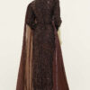 ⁦Embellished Cape Evening Dress Brown⁩ - الصورة ⁦3⁩