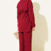 Stone Detail Faux Pocket Flap Two-Piece Set Burgundy – Bild 3