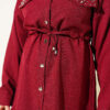 Stone Detail Faux Pocket Flap Two-Piece Set Burgundy – Bild 4