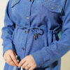 Stone Detail Faux Pocket Flap Two-Piece Set Indigo – Bild 4