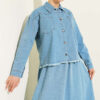 Fringed Detail Denim Two-Piece Set Light Blue – Bild 2