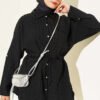 Single Pocket Waist Tapered Shirt Black