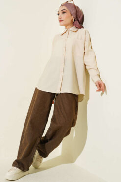 Alternative view of Single Pocket Drop Shoulder Shirt Beige