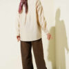 Single Pocket Drop Shoulder Shirt Beige - Image 3