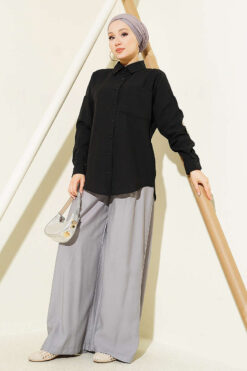 Alternative view of Single Pocket Linen Shirt Black