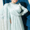 One Shoulder Cape Embellished Evening Dress Mint – Bild 2
