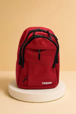 Trendy Printed Zip-Up Backpack Red