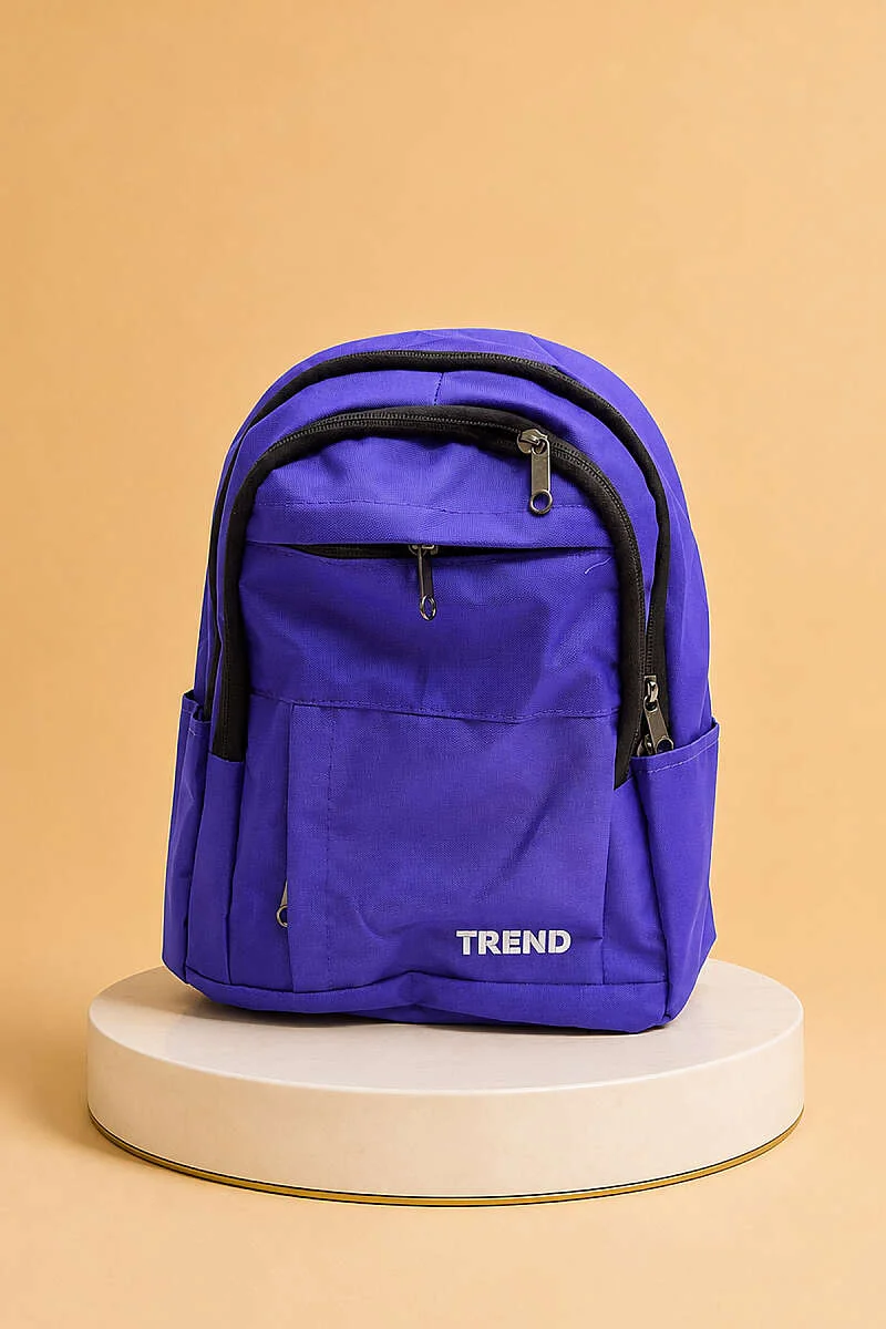 Trendy Printed Zip-Up Backpack Purple
