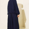 Tunic with Drawstring and Skirt Set Navy Blue – Image 3