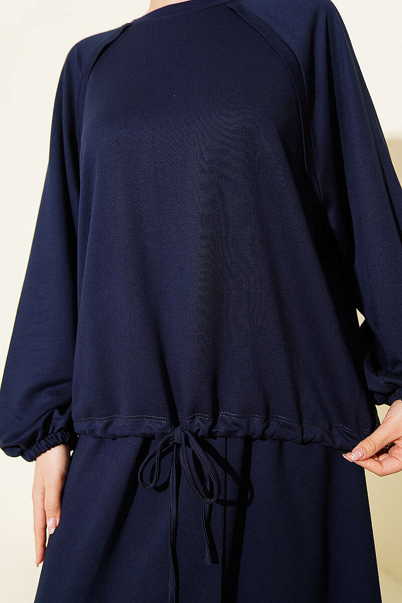 Tunic with Drawstring and Skirt Set Navy Blue – Image 4