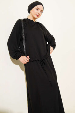 Alternative view of Tunic with Drawstring and Skirt Set Black