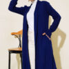 Long Cardigan with Grape Sleeve Ties Navy Blue - Image 2