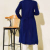 Long Cardigan with Grape Sleeve Ties Navy Blue - Image 3