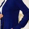 Long Cardigan with Grape Sleeve Ties Navy Blue - Image 4