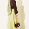 Short Tie-Neck Blouse with Ruffle Collar Dark Brown - immagine 3