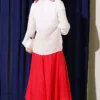 Short Tie-Neck Blouse with Ruffle Collar Ecru - immagine 3