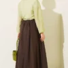 Short Tie-Neck Blouse with Ruffle Collar Pistachio Green - Image 3