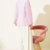 Short Tie-Neck Blouse with Ruffle Collar Pink - Imagen 3