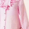 Short Tie-Neck Blouse with Ruffle Collar Pink - Imagen 4