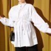 V-Neck Blouse with Lace Detail White