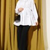 V-Neck Blouse with Lace Detail White - Imagen 2