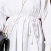 V-Neck Blouse with Lace Detail White - Imagen 4